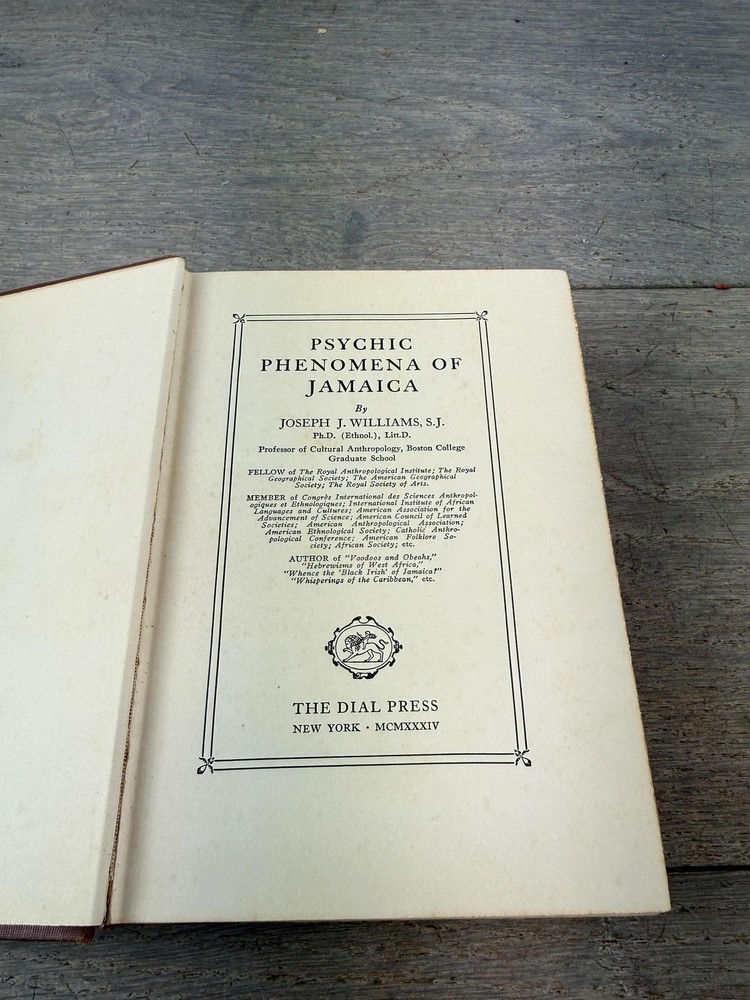 Vintage 1934 Psychic Phenomena Of Jamaica Joseph J Williams HC Occult Witchcraft