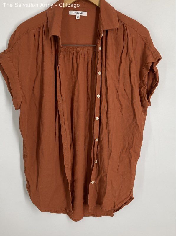 Madewell Womens Orange Short Sleeve Collared Button-Up Shirt Size XS