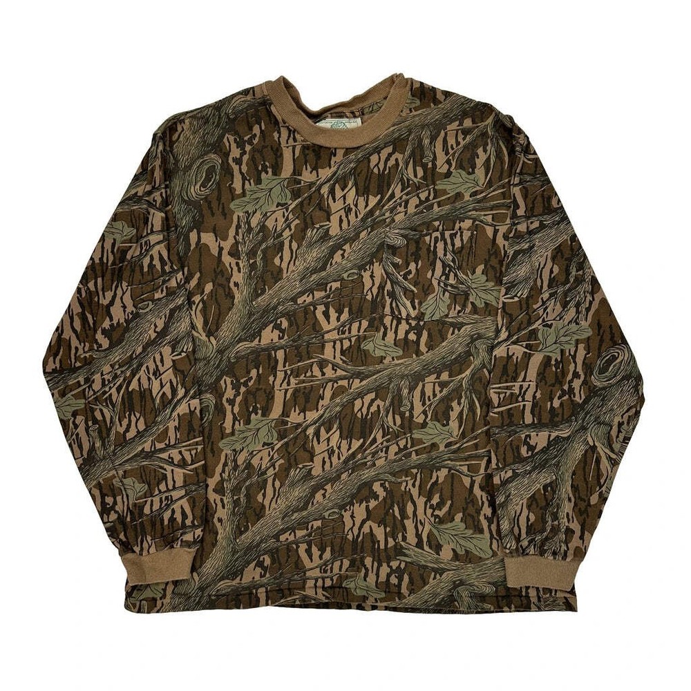 Made In USA Mossy Oak Long Sleeve T-Shirt - Large Camo Cotton