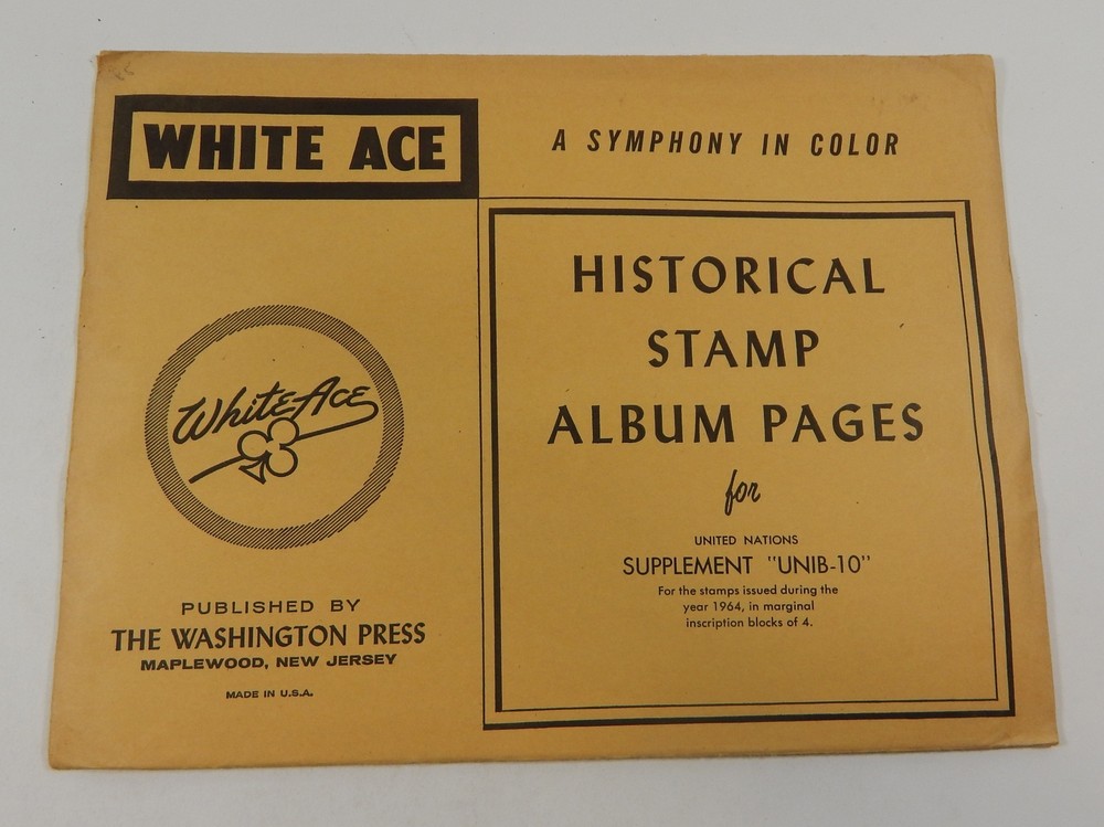 White Ace Historical Stamp Album Pages UNIB-10 1964 Supplement United Nations