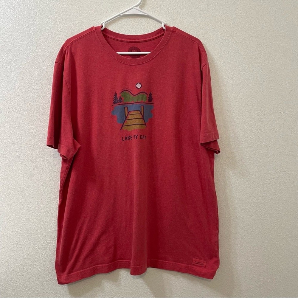 Life is good lake my day t shirt red xl