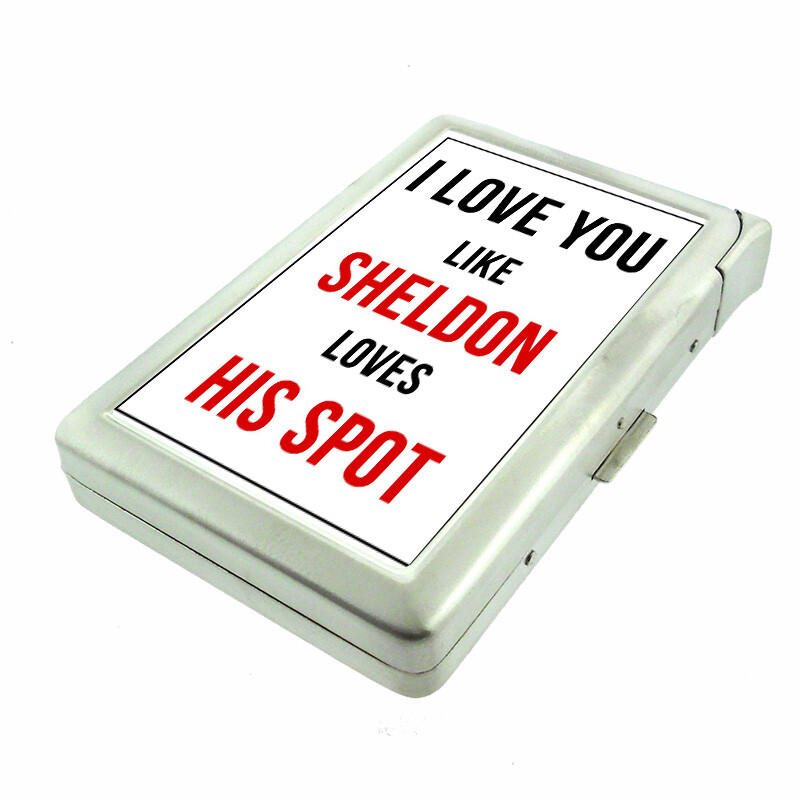 Sheldon Love Em1 100's Size Cigarette Case with Built in Lighter Metal Wallet