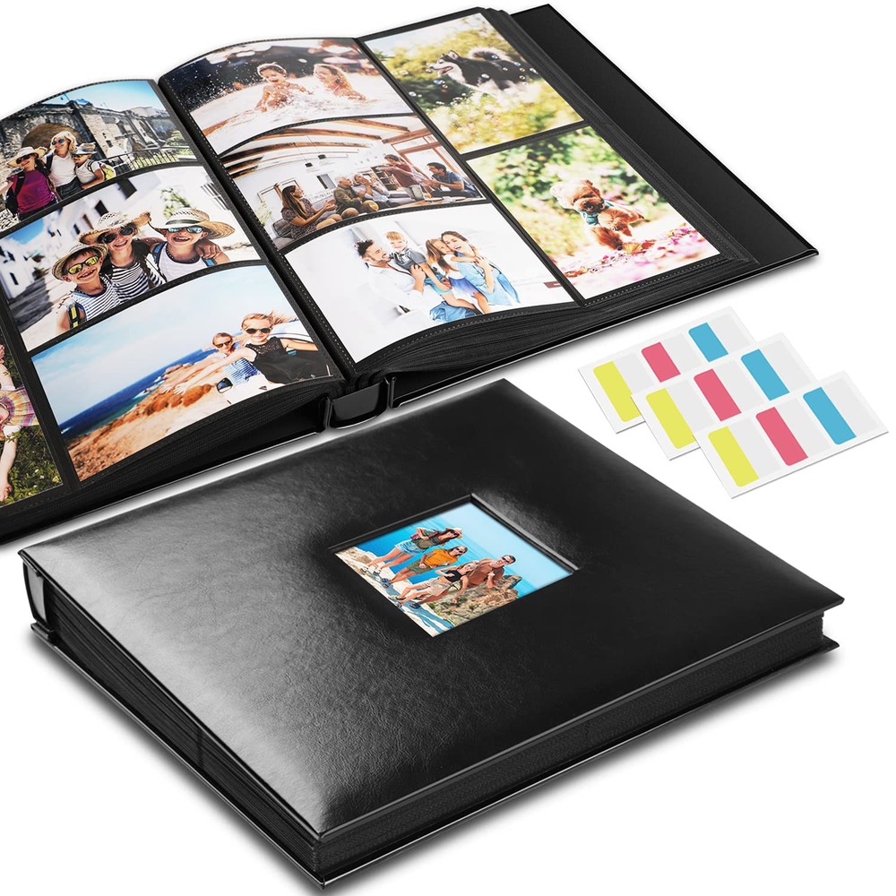Photo Album 4x6 Photos Hold 700 Pockets Extra Large Capacity Leather Cover Bl...