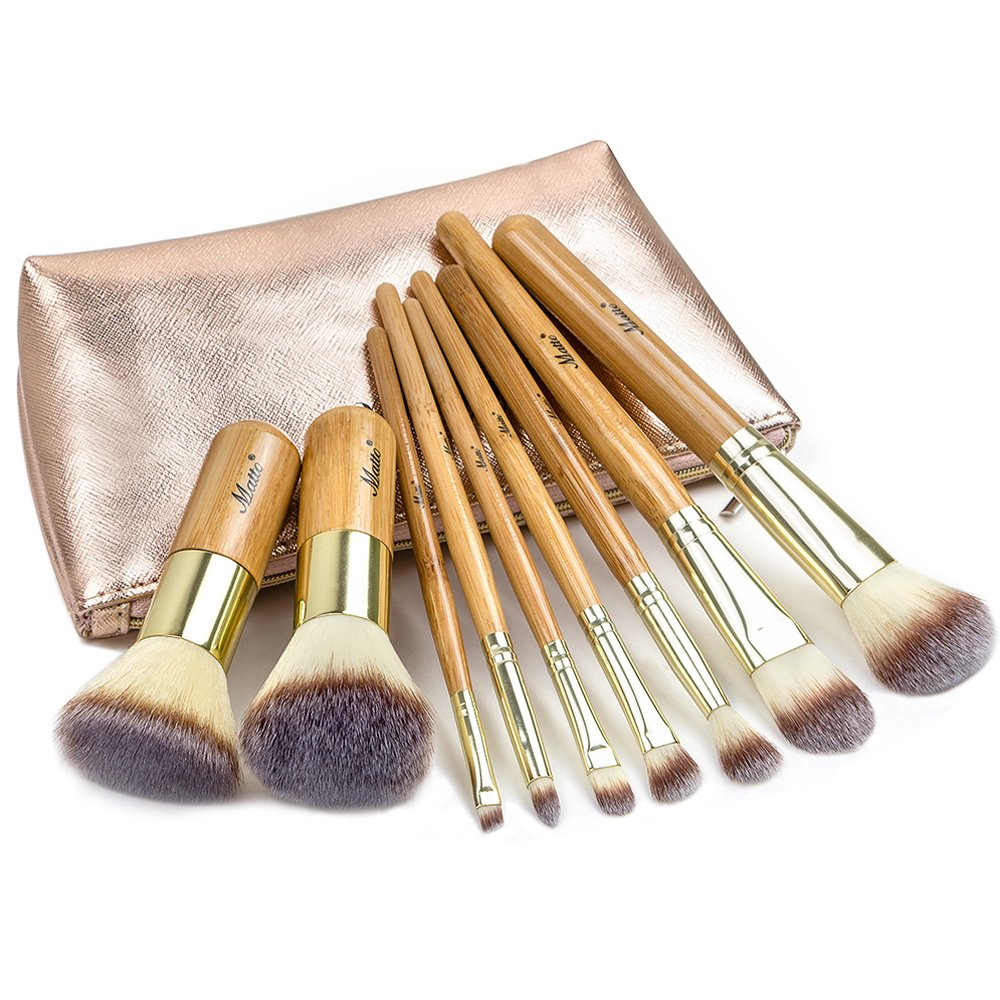 Matto 9-Piece Makeup Brush Set with Foundation Brush and Travel Pouch
