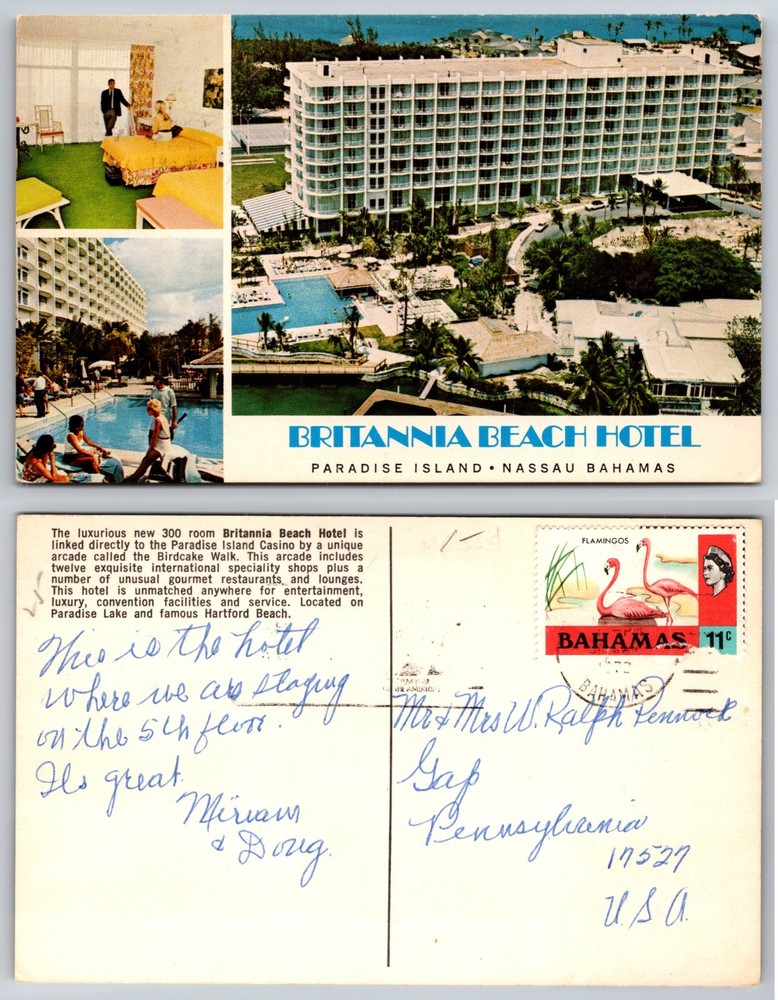 Britannia Beach Hotel Nassau Bahamas Postcard