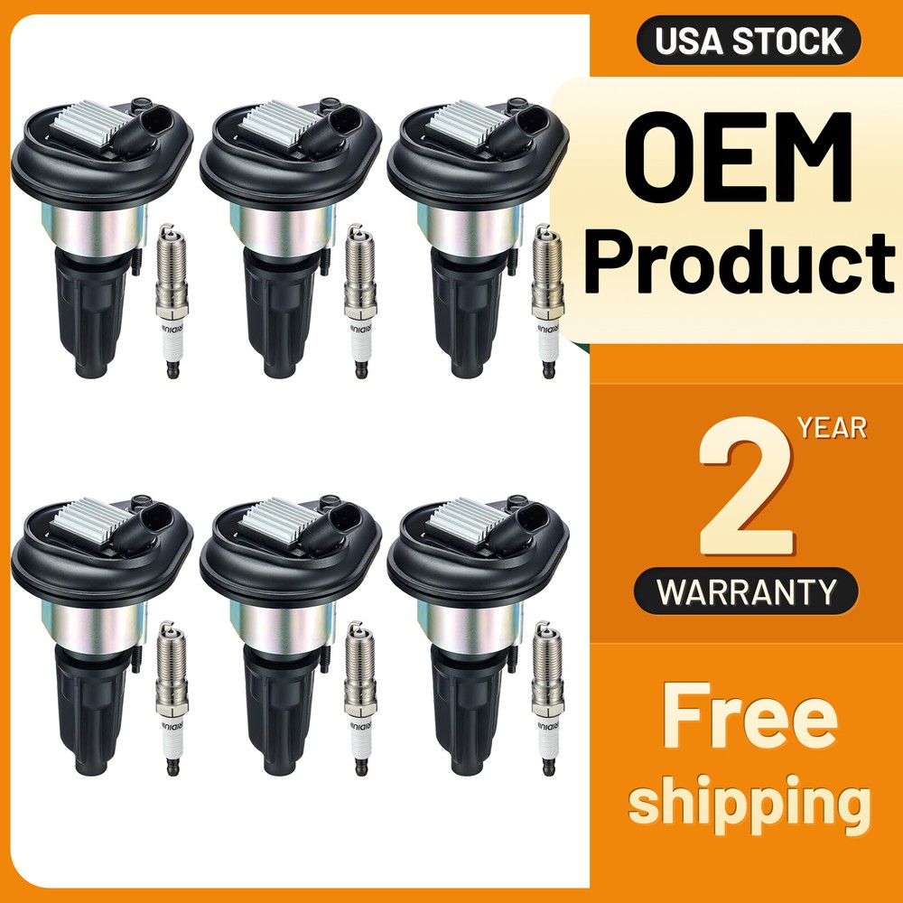 6 Pack For 2002-2005 GMC Envoy 4.2L L6 Ignition Bobinas and Spark Plug