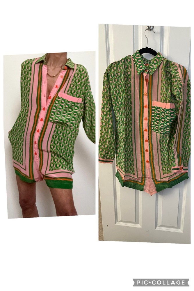 FARM RIO Cashew Scarf Mix Romper xsmal