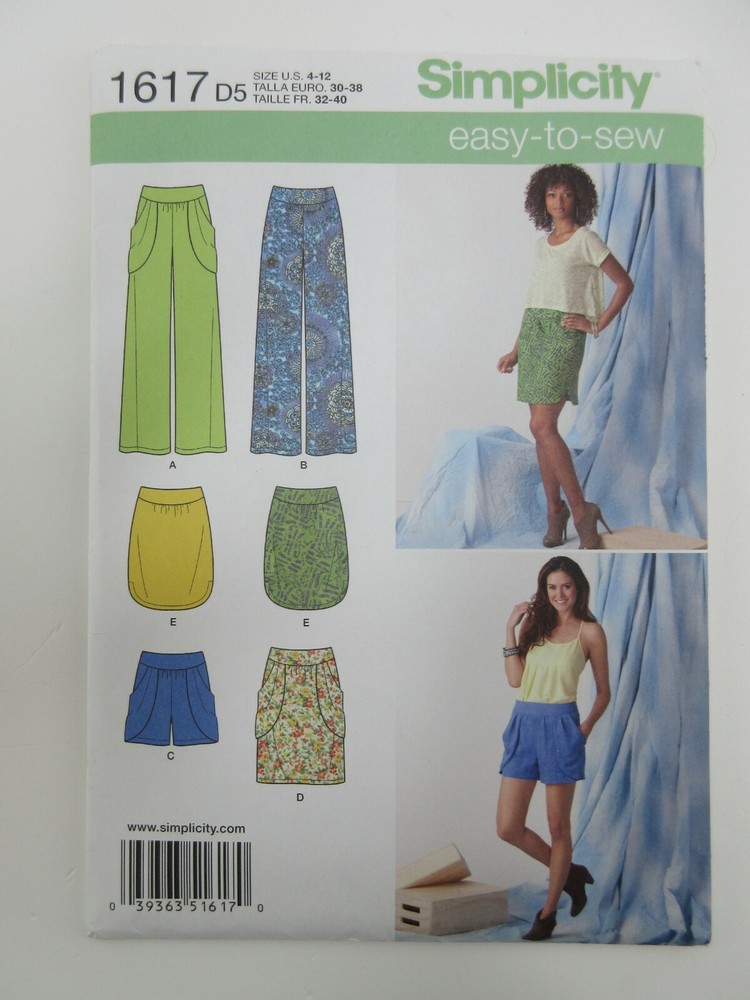 Simplicity 1617 Skirt Pants Shorts Boho Beach Style Misses 4-12 Sewing Pattern