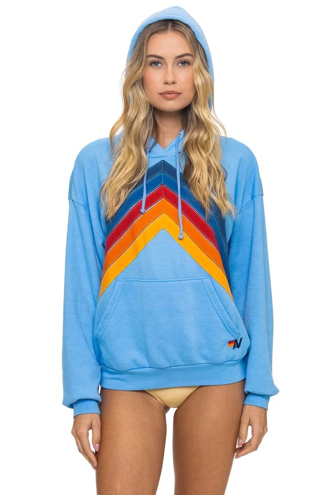 NWT*Aviator Nation Mountain Stitch Chevron Pullover Hoodie Rainbow Unisex Size S