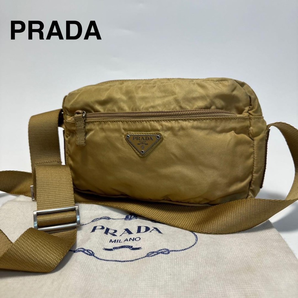 RARE PRADA Triangle Logo Nylon Leather Camera Shoulder Bag Condition N12