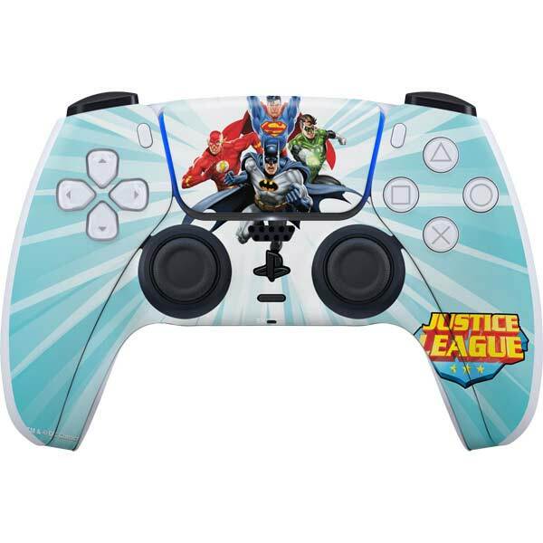 DC Comics Justice League PS5 Controller Skin - Justice League Team Power Up Blue