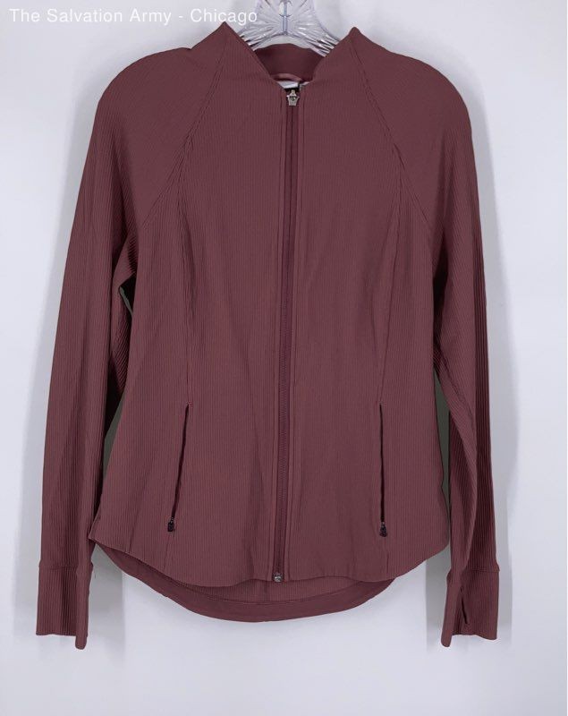 Athleta Womens Mauve Long Sleeve Pockets Activewear Full-Zip Jacket Size L