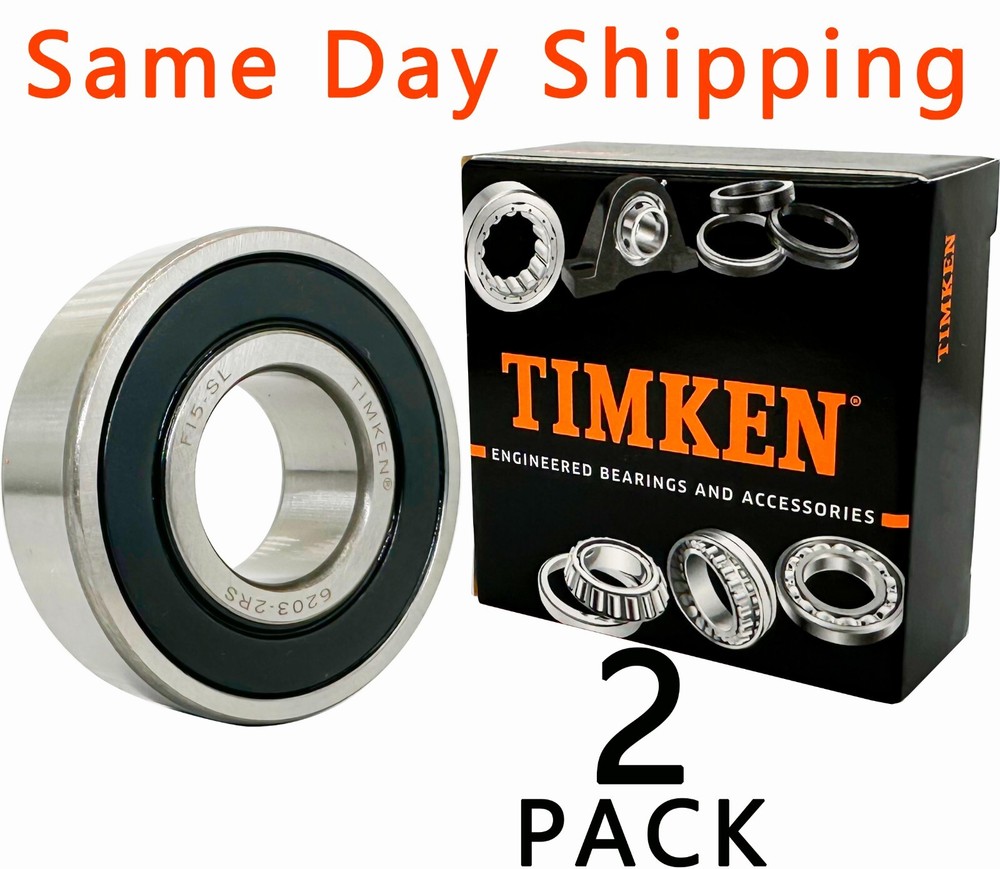 2PACK TIMKEN 6203-2RS 17x40x12mm Double Sealed Rubber Bearings Fast Shipping