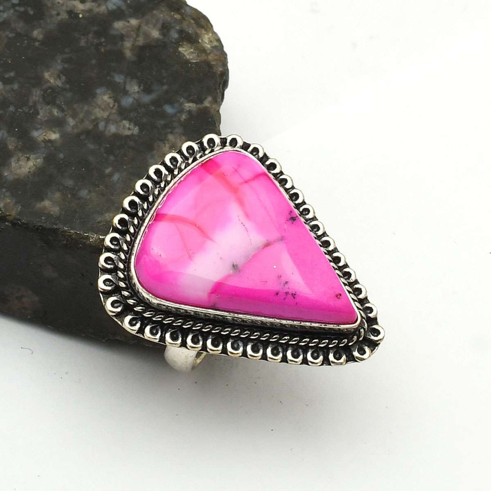 Dendrite Opal Gemstone Ethnic Handmade Ring Jewelry Gift US Size-8.25 AR 76312