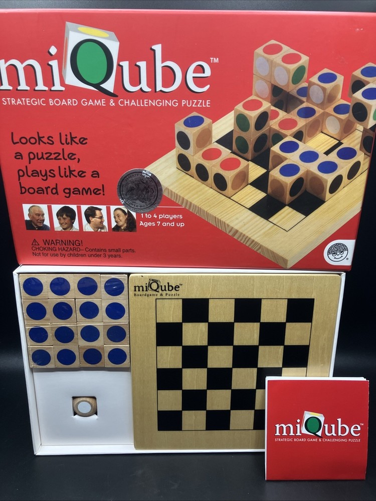 MiQube Strategic Wooden Board Game & Challenging Puzzle Mindware 2006 Open Box