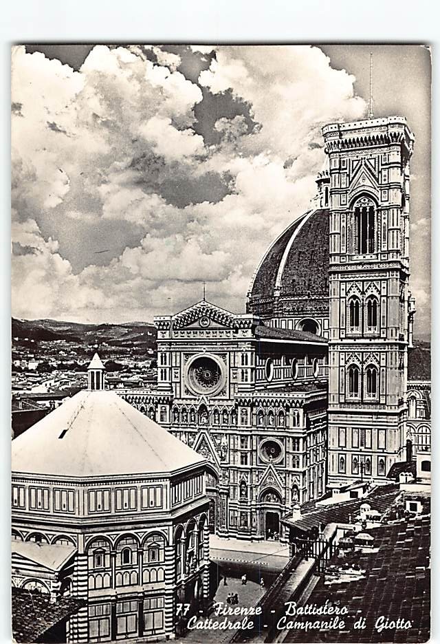 Postcard Cathedral and Campanile Baptistery Florence Italy