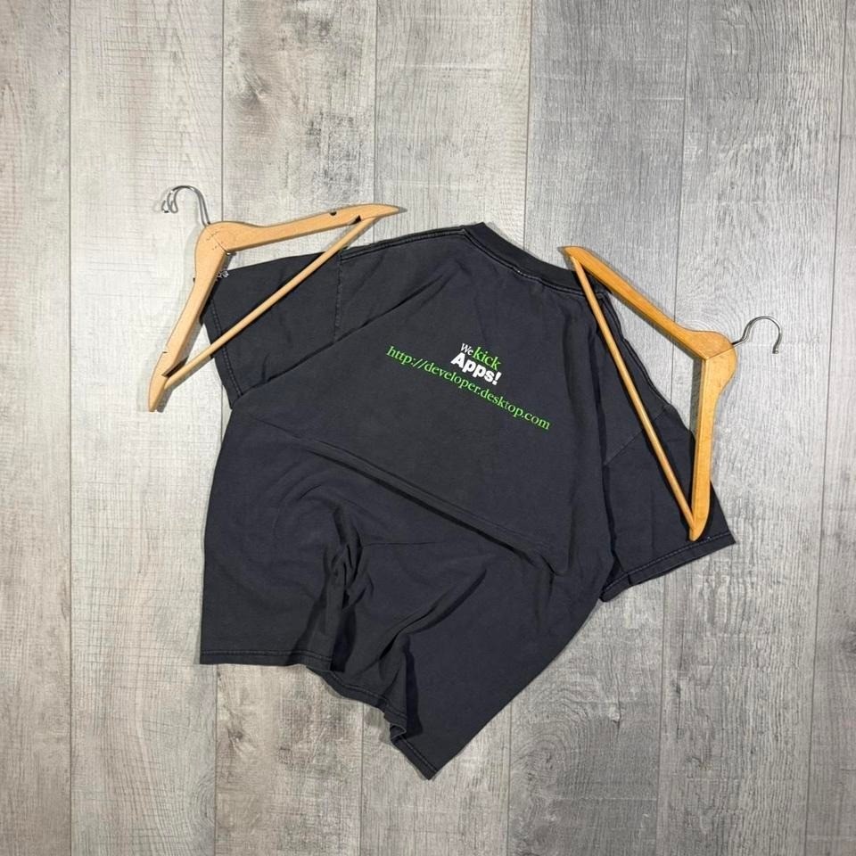 Vintage 90s faded green and black computer software tech t shirt Size XL