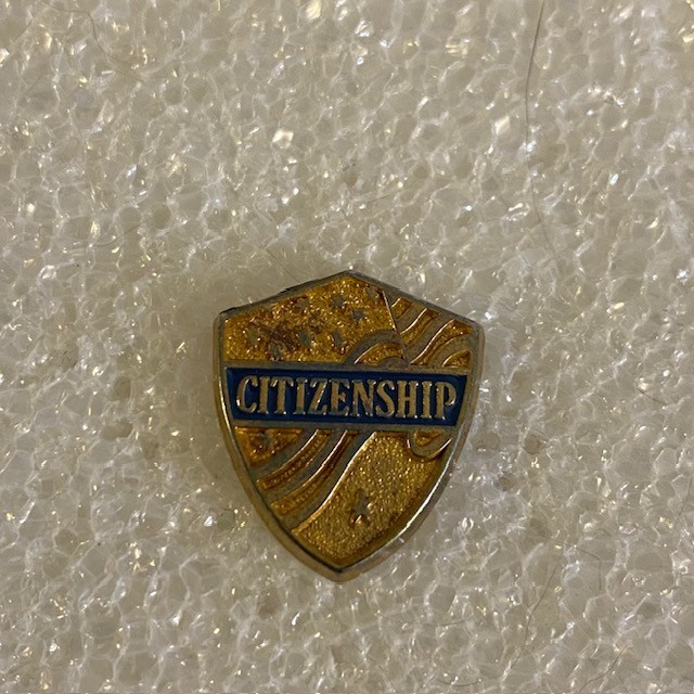 Citizenship Lapel Pin Gold Tone Enamel Vintage Shield Crest