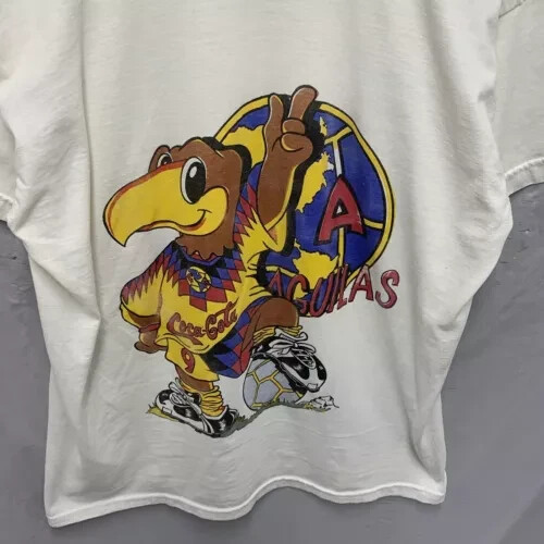 Vintage 90s Club America Shirt Men’s Extra Large White Graphic Print Soccer Rare