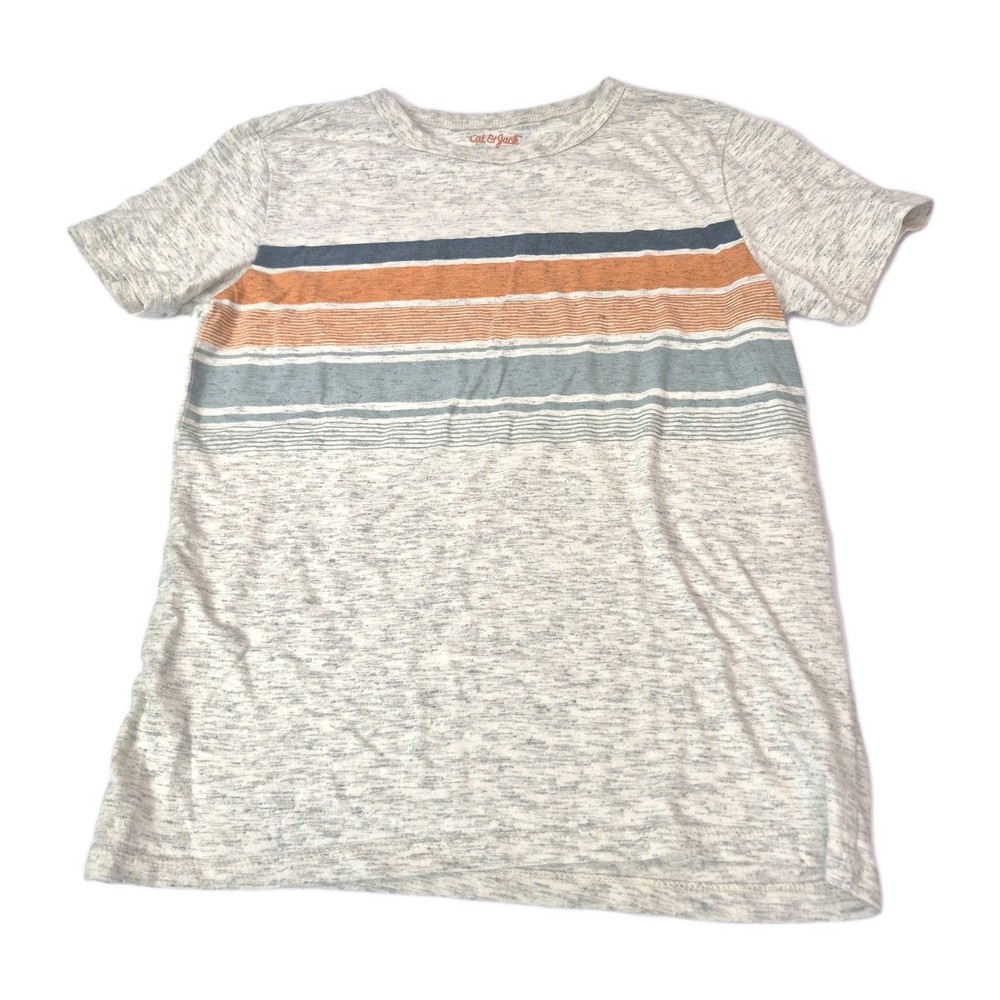 Cat & Jack Boys Shirt Size Medium Striped Short Sleeve Tee Casual Top