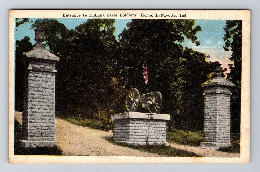 La Fayette IN-Indiana, Entrance to State Soldiers' Home, Vintage Postcard