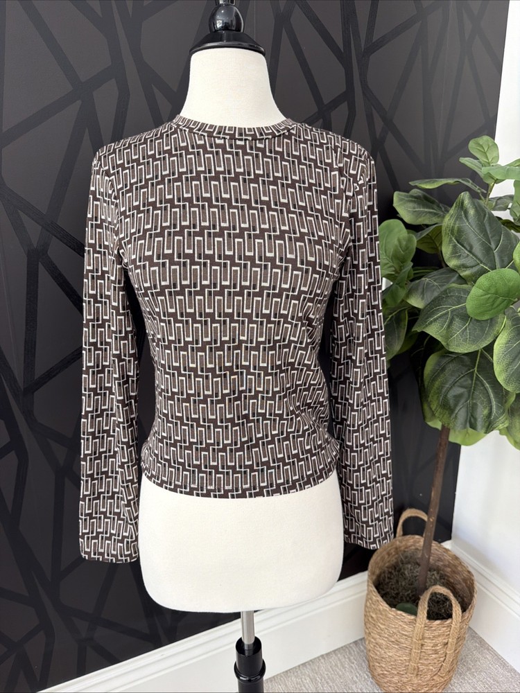 Zara Long Sleeve Top Size Medium Black And Brown