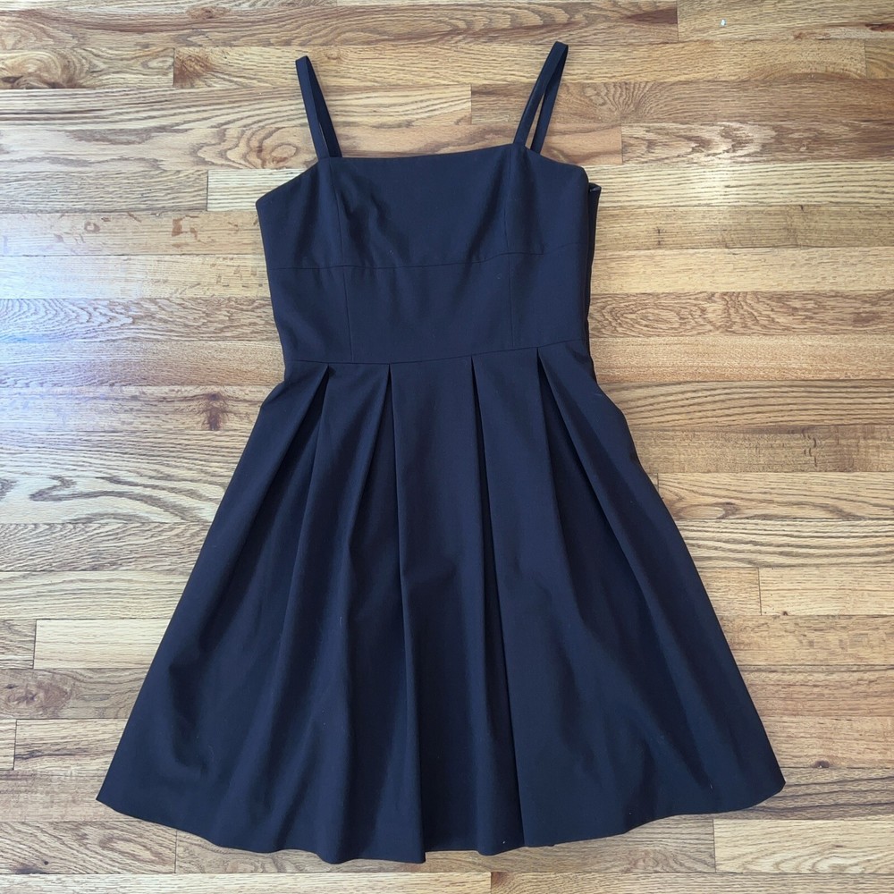 Talbots Dress Womens 8 Brown Fit Flare Pleated Sleeveless Midi Adjustable Straps