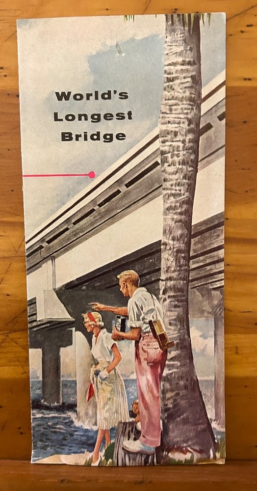 Vintage 1950’s Brochure Lake Pontchartrain Causeway Bridge New Orleans Thruway