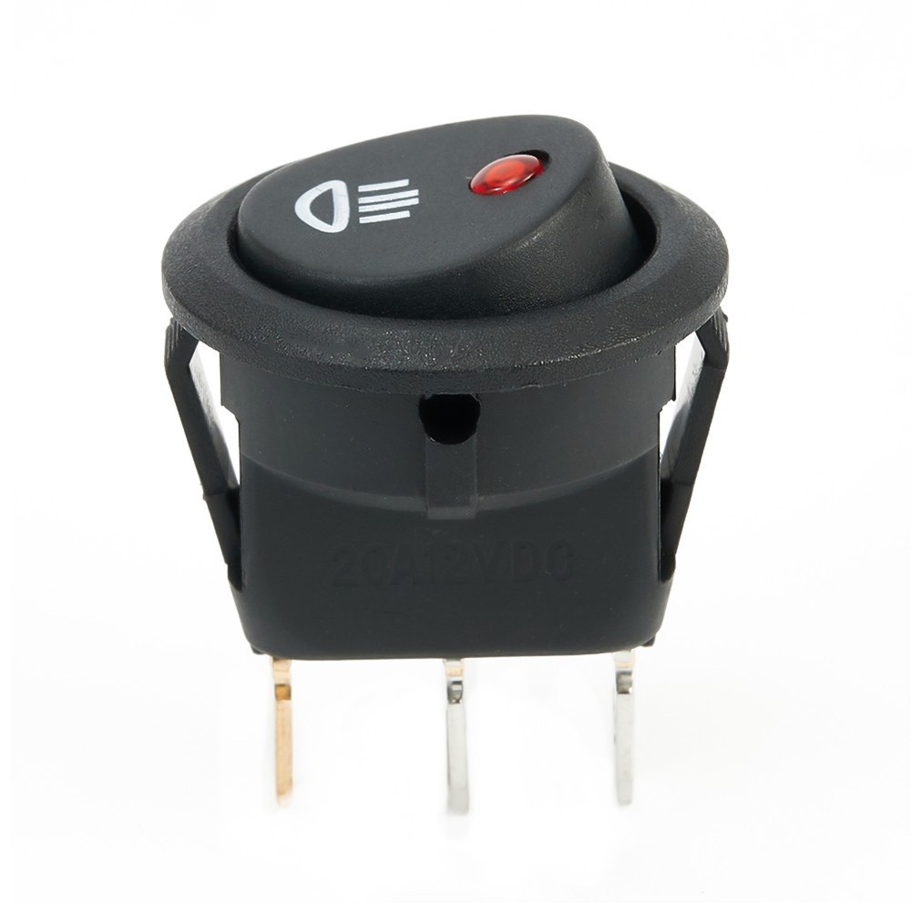 12V Red LED Round Fog Light Switch 23mm ABS Plastic On Off