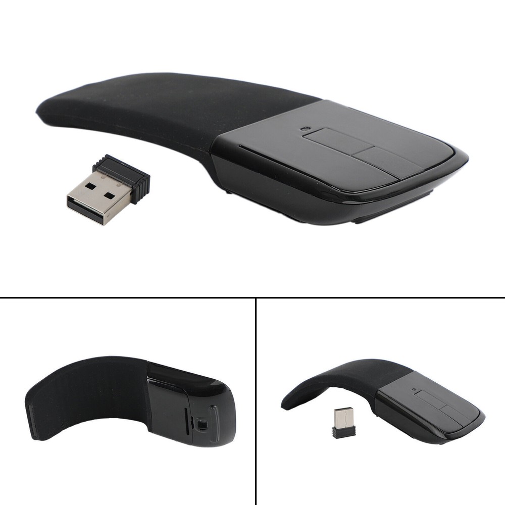 2.4GHz Foldable Arc Touch Wireless Mouse with USB Receiver in Black U4