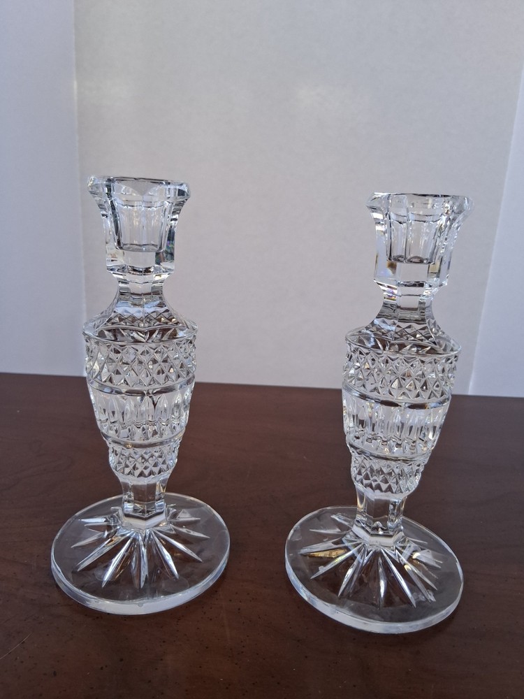 Crystal Candle Stick Holders Vintage 1970s Beautifully Cut Prixms