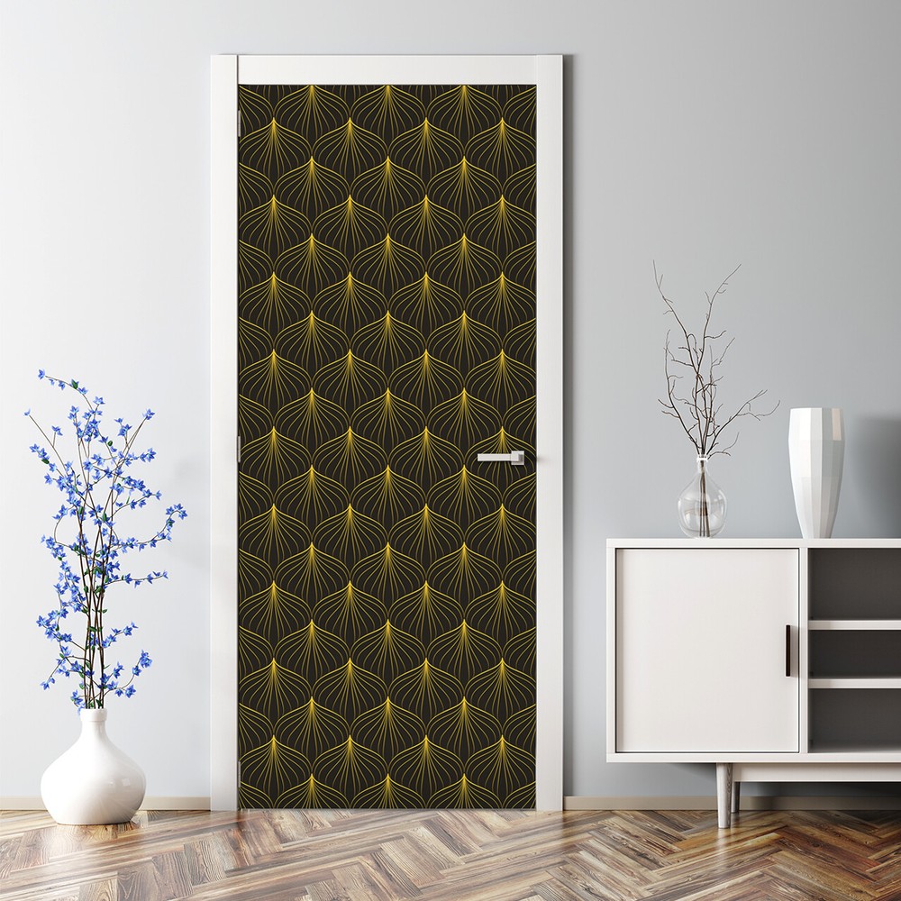 Gold Shape Pattern Door Decal Decor white mural Self Adhesive Peel & Stick