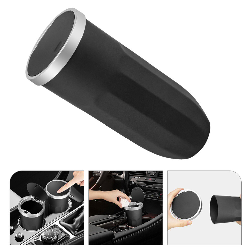 Interior Accessories Car Trash Bin Car Garbage Can With Lid Cup Holder Trash Bin