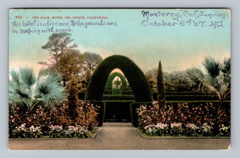 Monterey CA-California The Maze Hotel Del Monte Vintage Postcard Standard Post