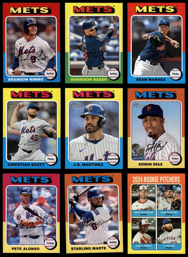 2024 Topps Heritage Mets Almost Complete Team Set 8 - NM/MT 7256733