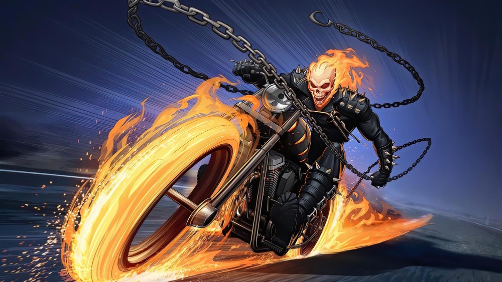 Ghost Rider Motorcycle Marvel Metal Art Print Comics Poster 8in x 12in Lot Up