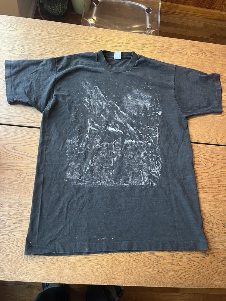 Rare 3 Wolves Single Stitch 90’s Graphic Tee, Screen Test Double Sided USA