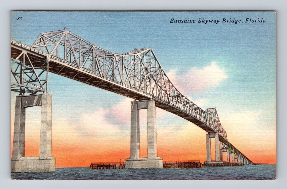 FL- Florida, Sunshine Skyway Bridge, Antique, Vintage Postcard