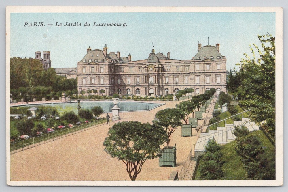 Paris Luxembourg Garden Palace Vintage Postcard France
