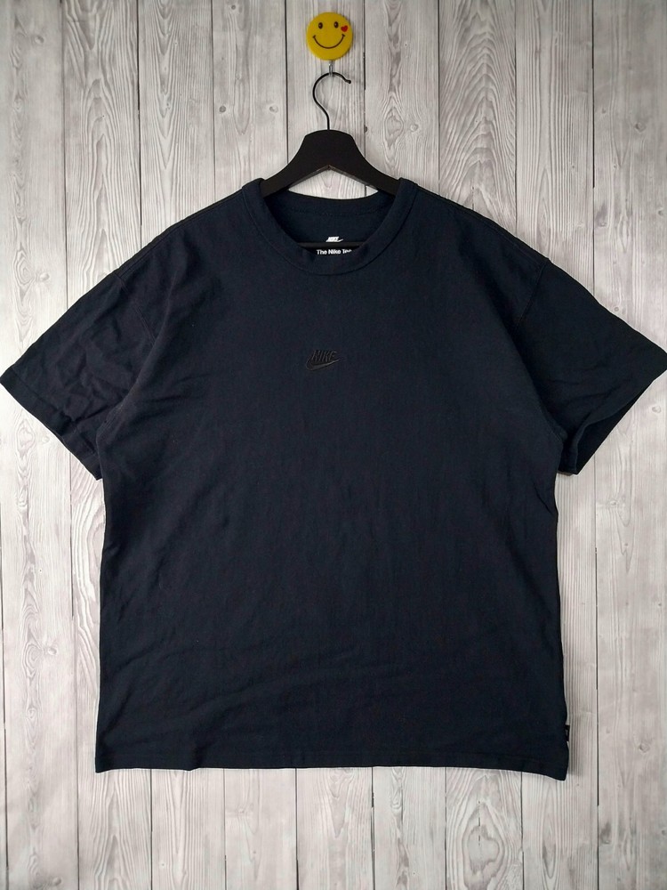 Nike T Shirt Loose Fit Centre Embroidered Logo Crew Neck Double Black L Large