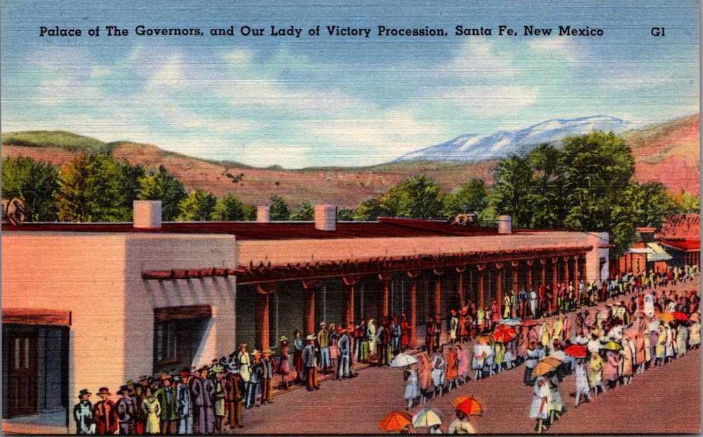 Palace of Governors Our Lady of Victory Procession Santa Fe NM Postcard