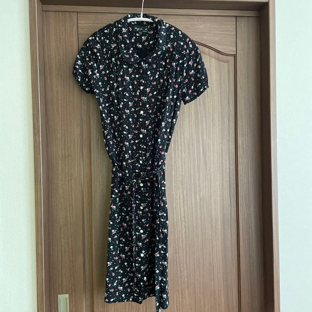 Agnes b. Floral Print Black Short Sleeve Dress T1 Size S