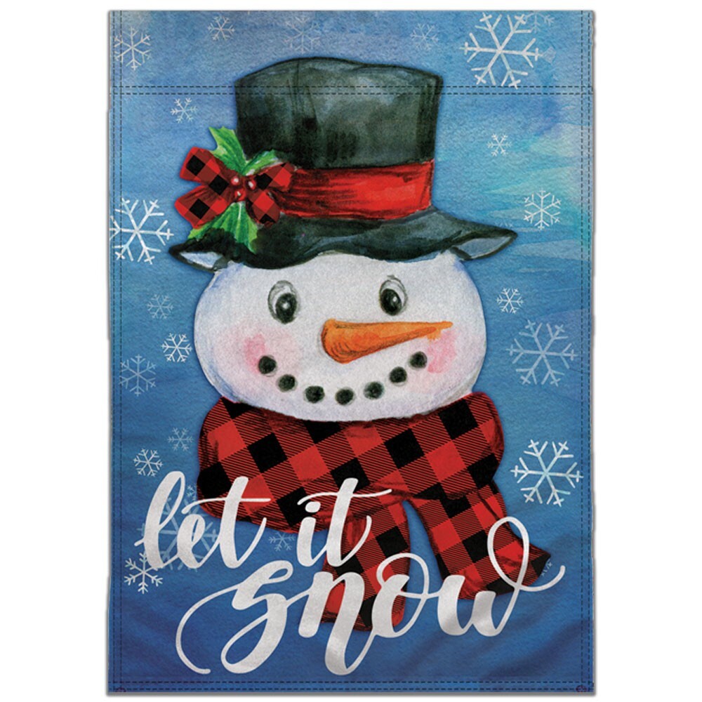 Let It Snow Snowman Garden Flag 12x18in Double-Sided Xmas Flag Yard Porch Home