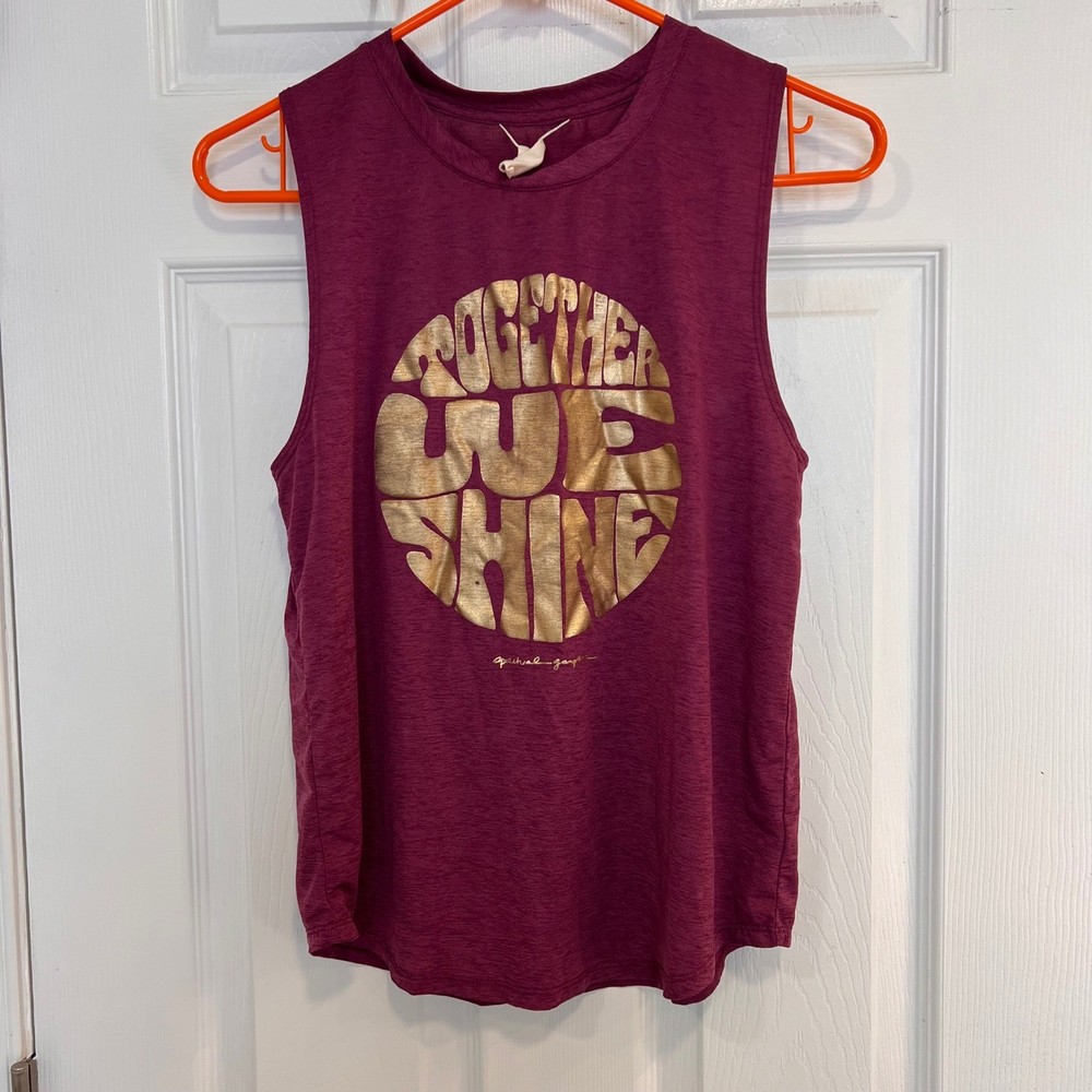 Spiritual Gangster x Peloton Together We Shine Muscle Tank Berry Purple Gold M