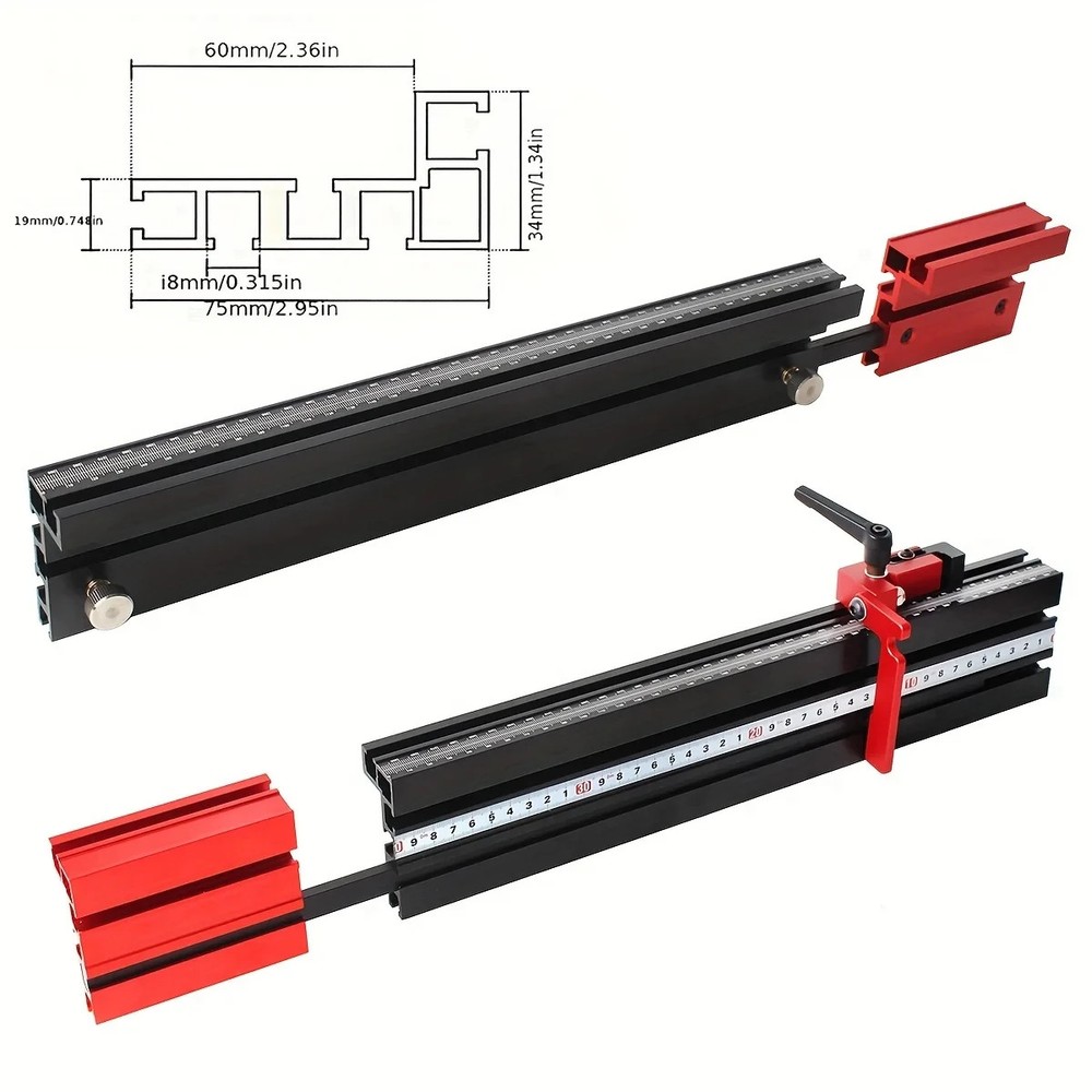 75 Type Telescoping Aluminum Router Fence T-Track Table Saw Woodworking 50-87CM