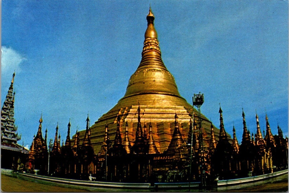 Vintage Rangoon Burma Shwedagon Pagoda Panoramic Postcard Buddhist Temple [AA]