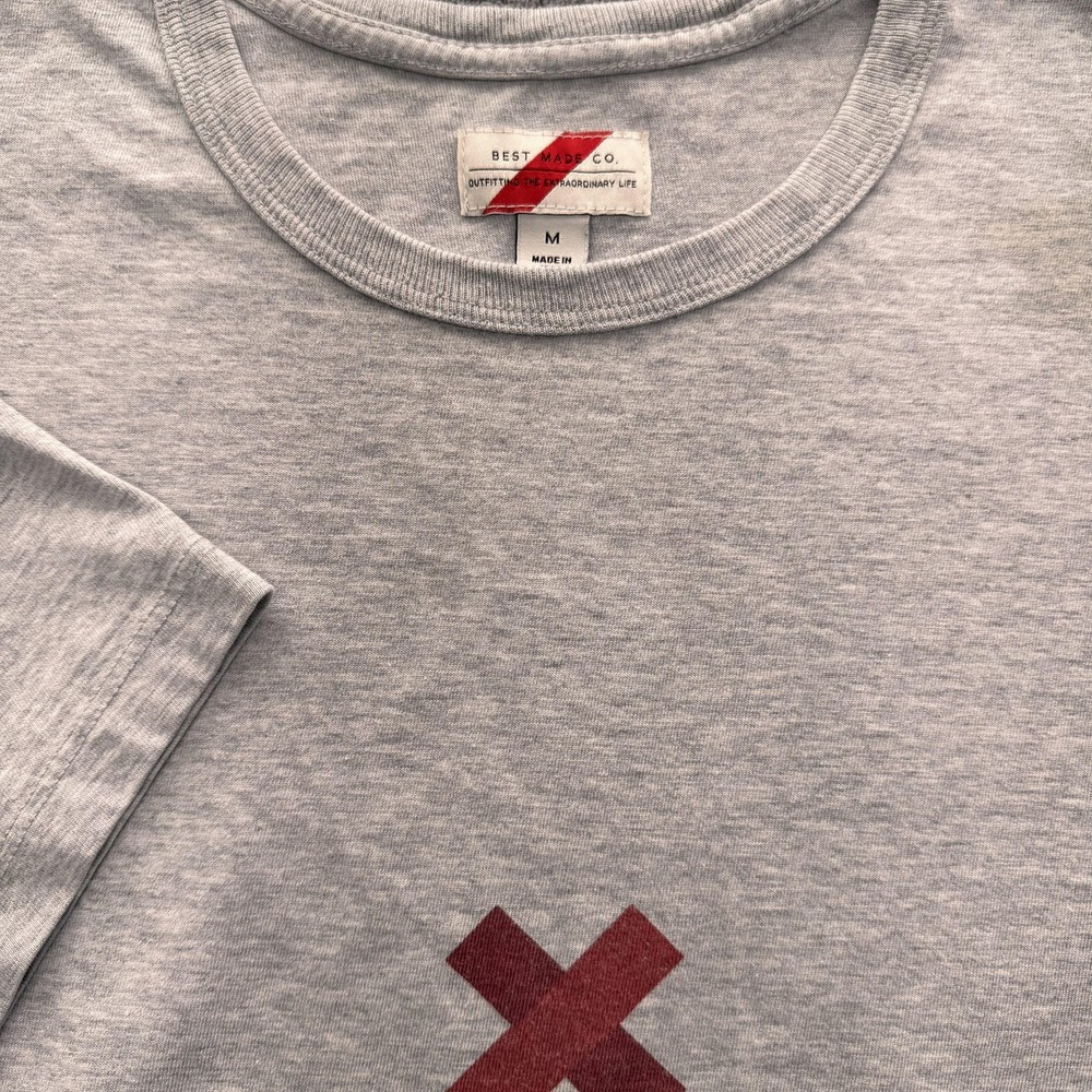 Best Made Co Shirt Mens Medium Gray Red X Logo Supima Cotton Made USA Tee
