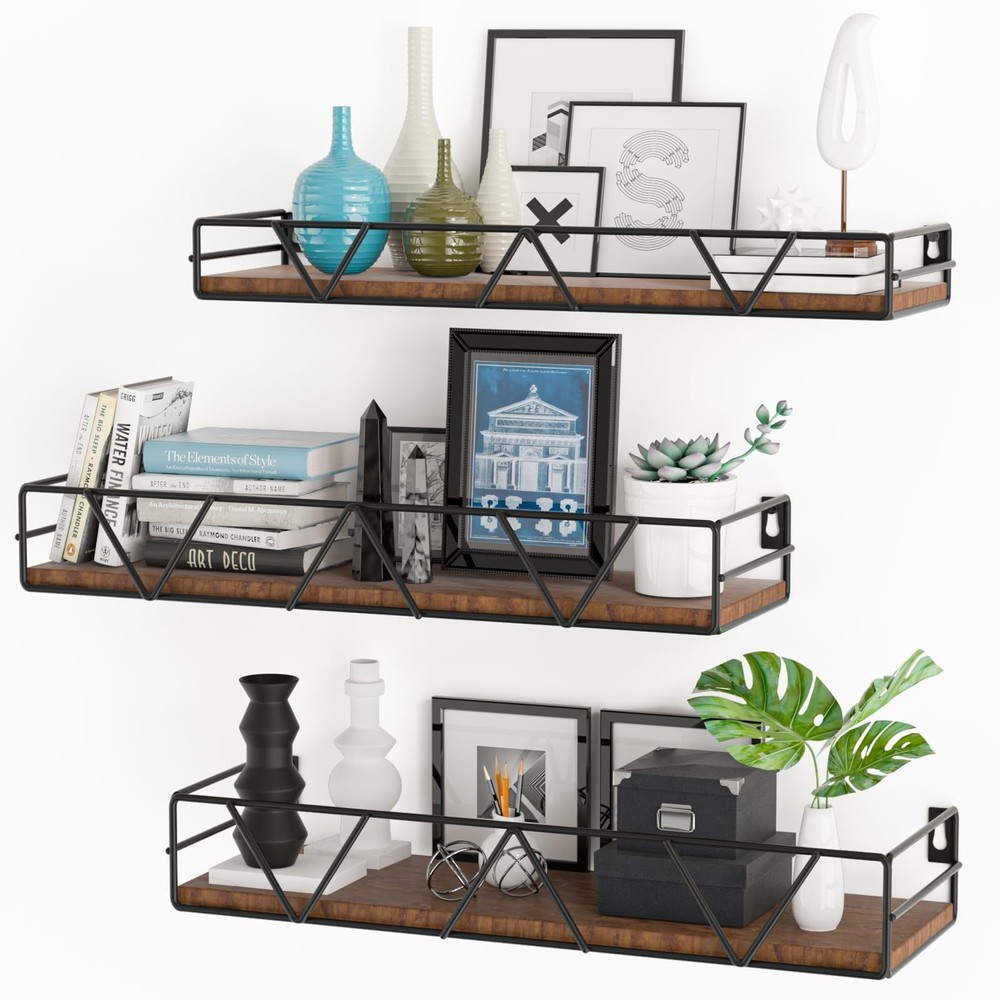 Floating Shelves Set of 3, Home Wood Wall Shelf, Farmhouse Shelf for Bedroom,...