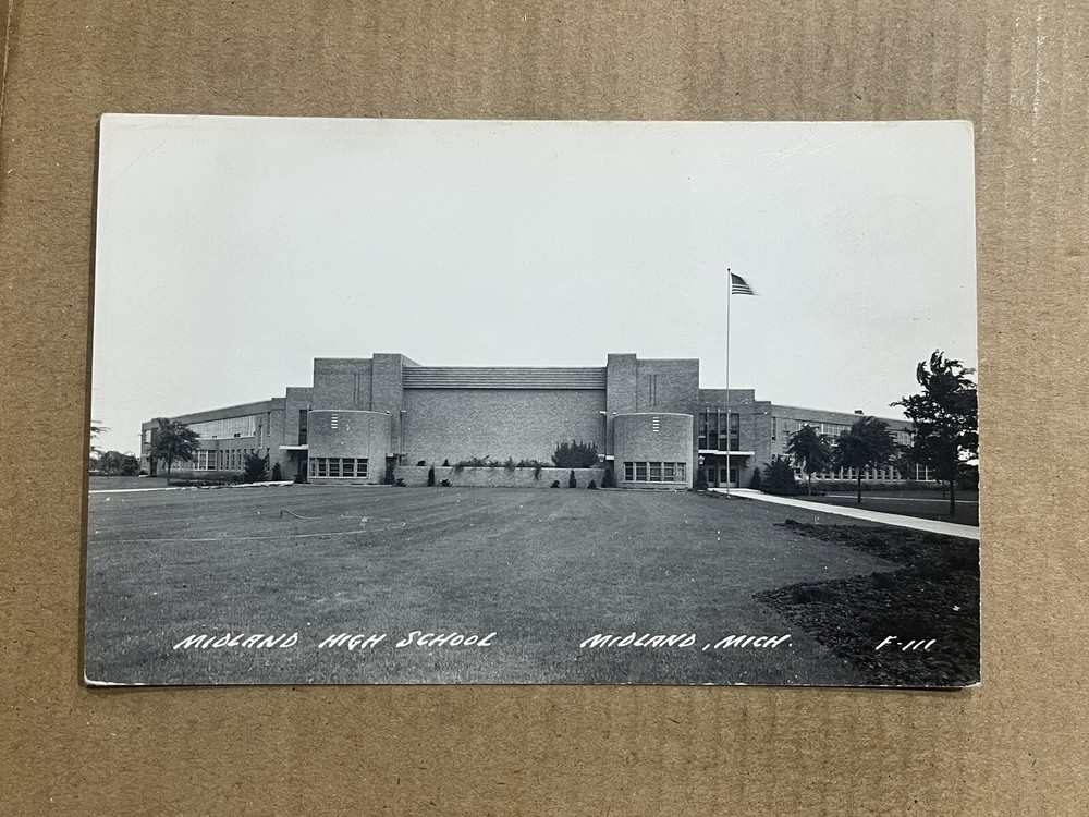 Postcard RPPC Michigan MI Midland High School Vintage Real Photo PC