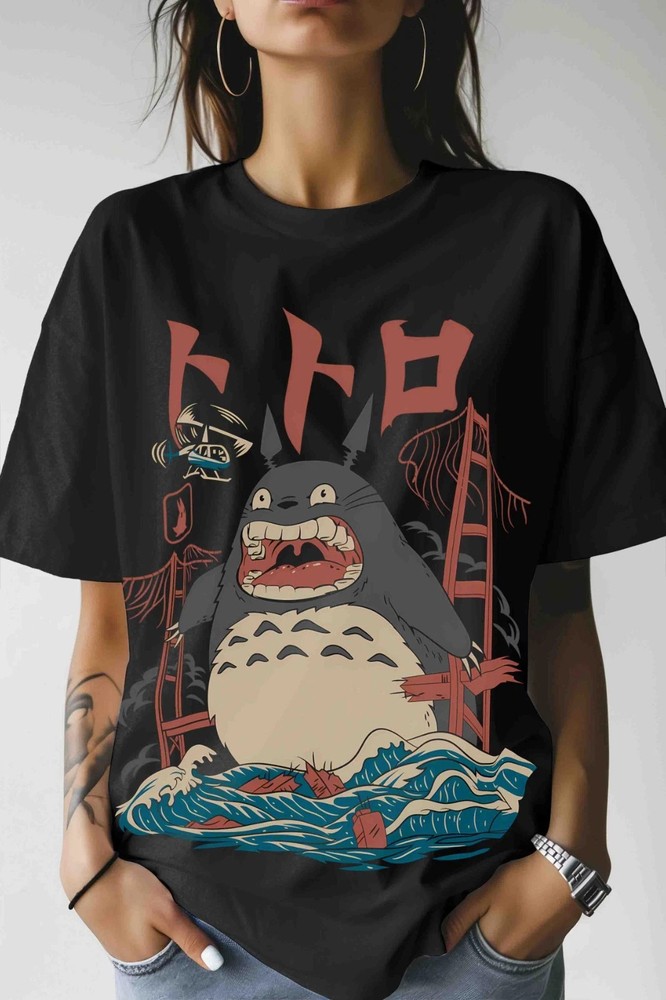 Anime My Neighbor Totoro Studio Ghibli Spirited Away Black T Shirt